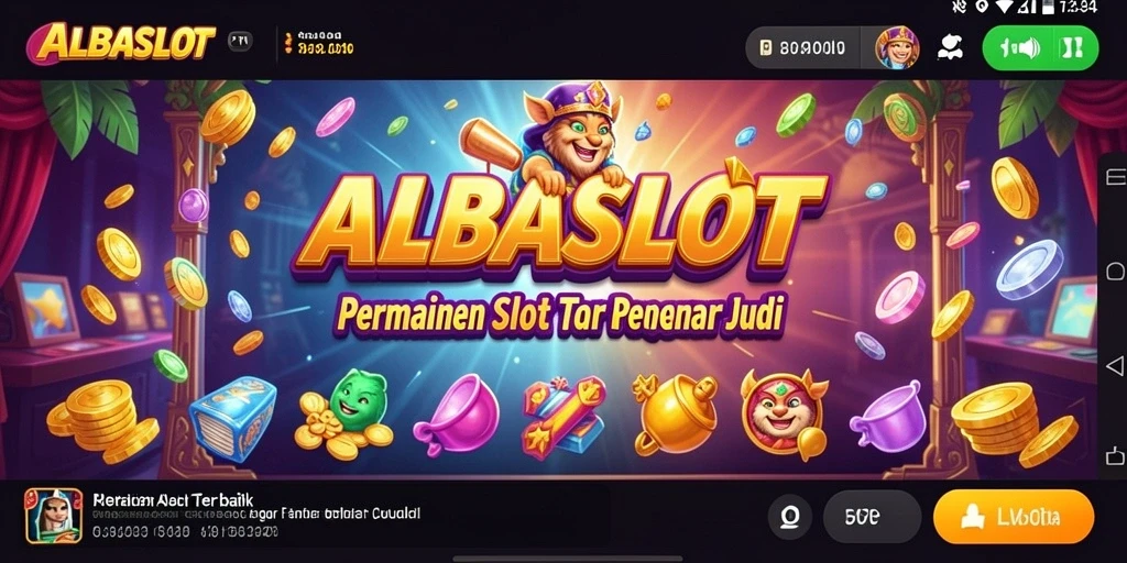 Tampilan utama gameplay ALBASLOT, menampilkan mesin slot yang menarik.