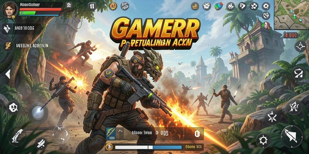 Screenshot utama GAMERP menampilkan aksi pertarungan yang mendebarkan.