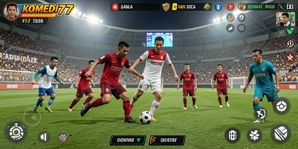 Tampilan gameplay seru di lapangan sepak bola