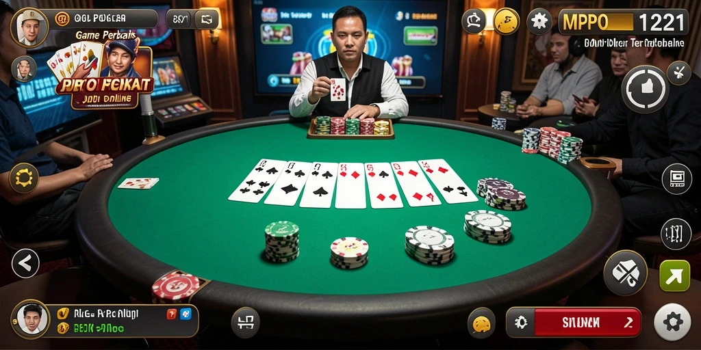 Tampilan gameplay seru dari MPO1221 dengan aksi Poker yang mendebarkan.