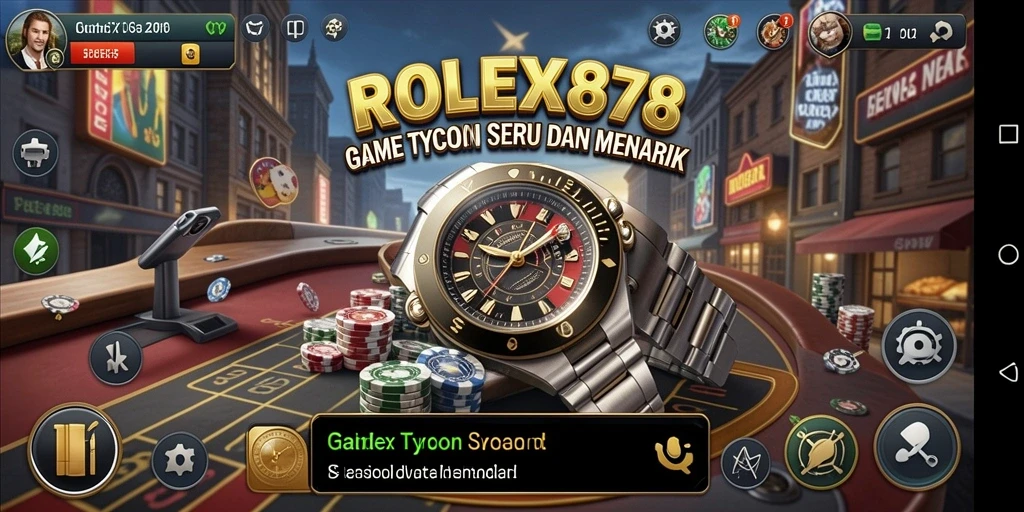 Screenshot gameplay ROLEX878 menampilkan keseruan membangun bisnis Tycoon.